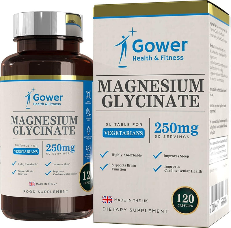 GH Magnesium Glycinate - 250mg Magnesium Bisglycinate per Serving - 120 Glycinate Supplements | Mag Glycinate High Strength Capsules | Non-GMO & Allergen Free | Made in The UK 120 count (Pack of 1)