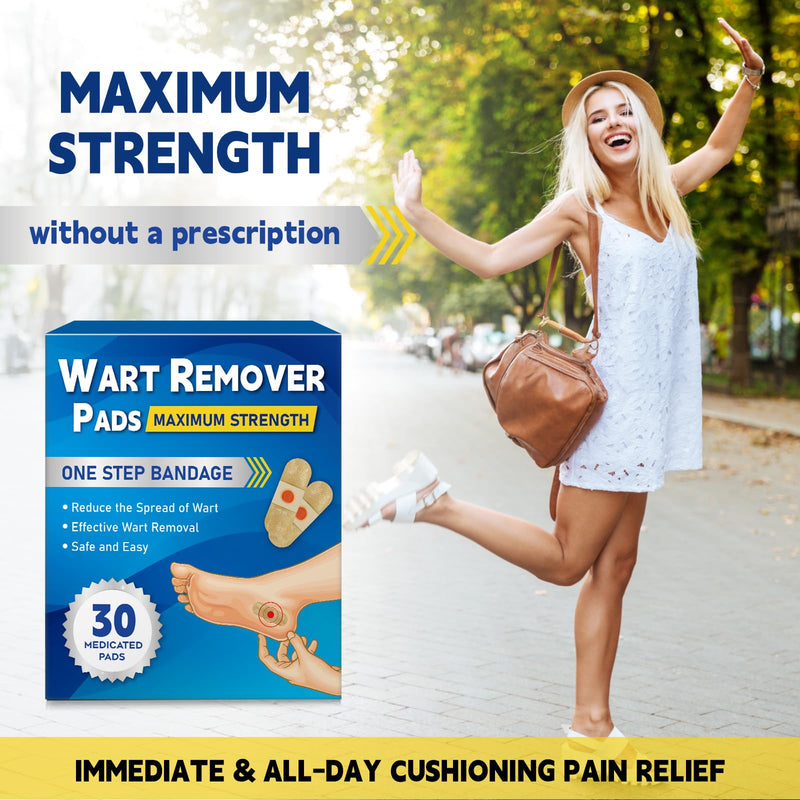 [Australia] - WABRINY Wart Remover Pads, Maximum Strength One Step Bandages for Hands Neck Feet Fingers, 30 Treatments-RK 30 Count (Pack of 1) 