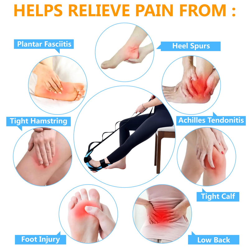 [Australia] - Foot & Calf Stretching Kit-Foot Rocker, Stretching Strap & Spiky Massage Ball-Effective Pain Relief for Plantar Fasciitis, Achilles Tendonitis, Tight Calves & Hamstrings-Instructions Included… 