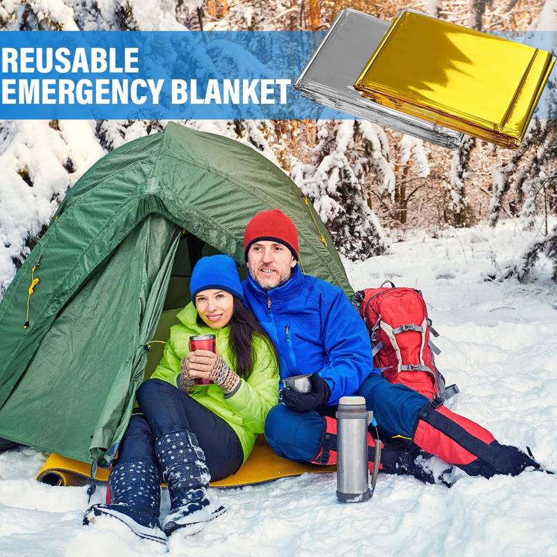 [Australia] - SIRLOMU Pack of 2 Extra Strong Rescue Blanket Rescue Foil Emergency Blanket First Aid Blanket for First Aid Hiking & Camping and Outdoor (210 x 160 cm) (Gold Silver) 