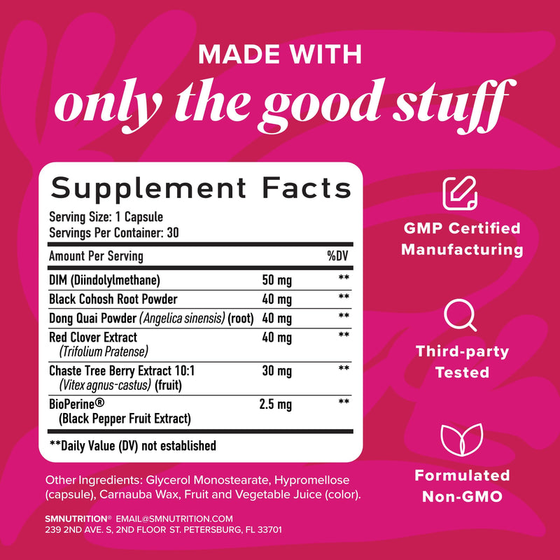 Menopause Vitamins Beadlets, Hot Flashes Night Sweats and Mood Support | With Black Cohosh Red Clover & More, Menopause Supplements for Women with Dong Quai Chaste Tree Berry & DIM, 30 Capsules