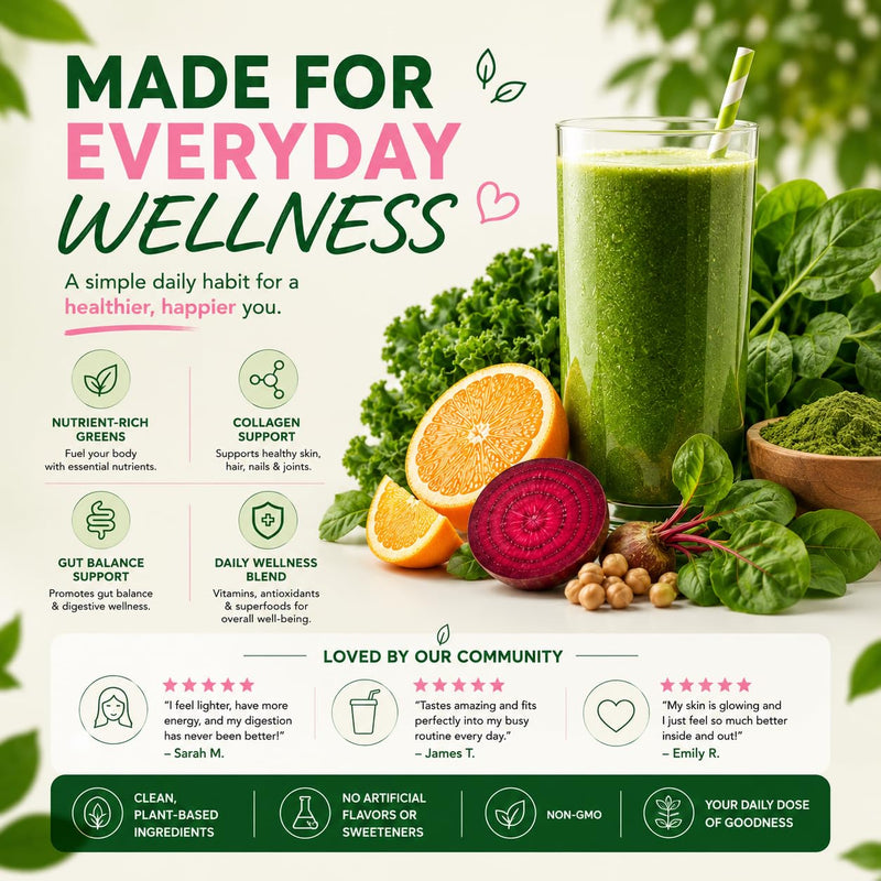 ami fitness Glow Greens, Collagen Greens Drink Mix with Probiotics, Digestive Enzymes, Vitamins and Superfood Greens, Mandarin Orange Flavor, 240 g, 30 Servings 1 Count (Pack of 1)