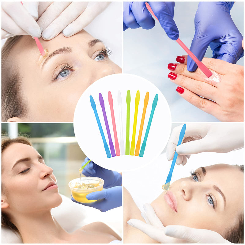 Patelai 12 Pieces Wax Sticks Silicone Waxing Spatulas for Hair Removal Reusable Silicone Applicator Different Sizes Scrapers Hard Sticks for Home Salon Body Use