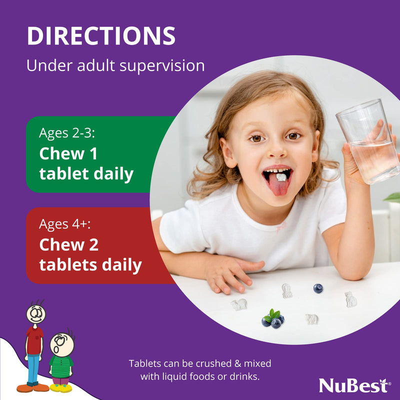 [Australia] - NuBest Tall Kids - Toddlers Vitamins and Kids Vitamins for Age 2 to 9 - Support Bone Strength, Overall Health and Immunity - Animal Shapes - 90 Chewable Berry Tablets | 1.5 Month Supply Pack of 1 - 90 count - NuBest Tall Kids 90 Chewable Tablets 