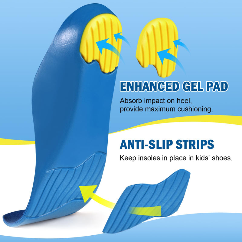 [Australia] - Ailaka Orthopedic Insoles Children, Orthopedic Shoe Insoles Children for Flat Feet, Heel Spurs, Plantar Fasciitis, Metatarsalgia Blue 37-39 EU 25.1cm 
