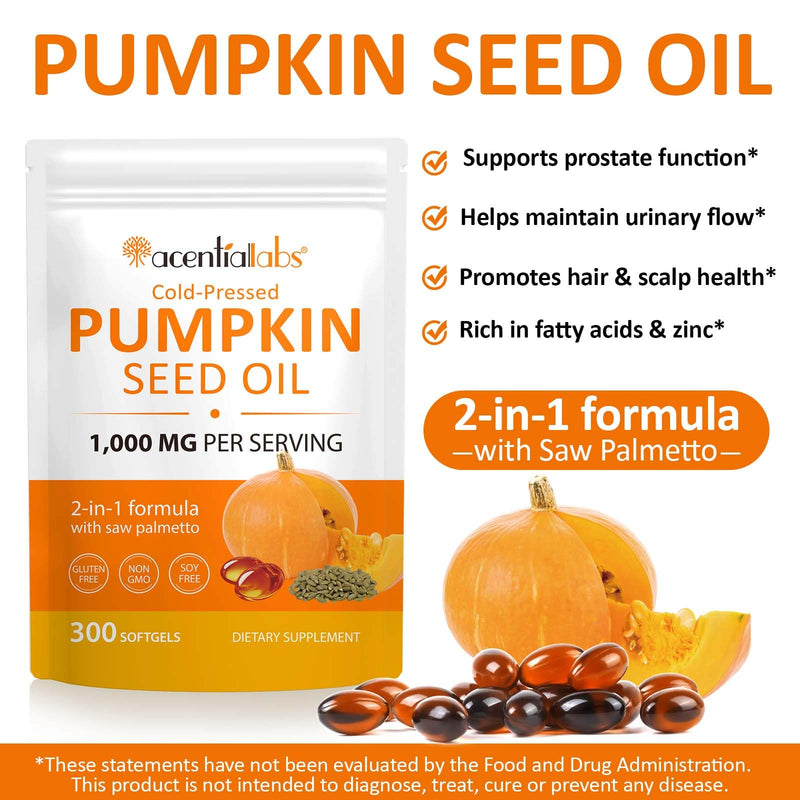 [Australia] - Pumpkin Seed Oil Capsules, 1000mg Per Softgels, Cold Pressed & Efficient Absorption, Essential Fatty Acids, Good for Hair, Urinary 