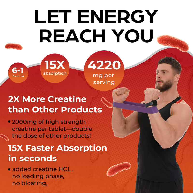 Liposomal Creatine Tablets Max 4220mg, Chewable Creatine Monohydrate Tablets, 15X Absorption, Plus Creatine HCl, No Bloat, Micronised, More Practical Than Capsules and Powder, Vegan (120 Count) 60 count (Pack of 2)