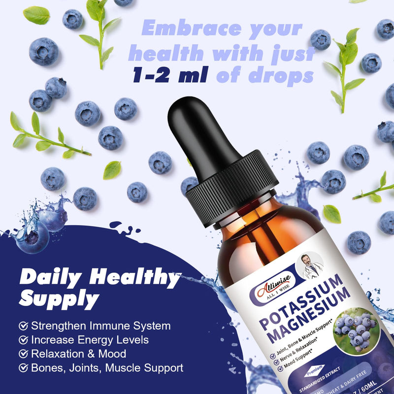 [Australia] - 2 Pack Potassium Magnesium Supplement Liquid - High Absorption Calm Magnesium Complex 500mg & Potassium 99mg Plus Calcium, Vitamin D3, Zinc for Leg Cramps & Bone & Energy & Immune Support - 4 Fl oz 