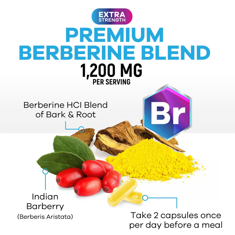 [Australia] - Berberine HCL 1200mg Supplement - Berberine HCI Capsules High Absorption Supplement for Heart Health & Immune Support, High Strength, Gluten-Free, Vegan, Non-GMO Pills - 60 Veggie Capsules 60 Count (Pack of 1) 