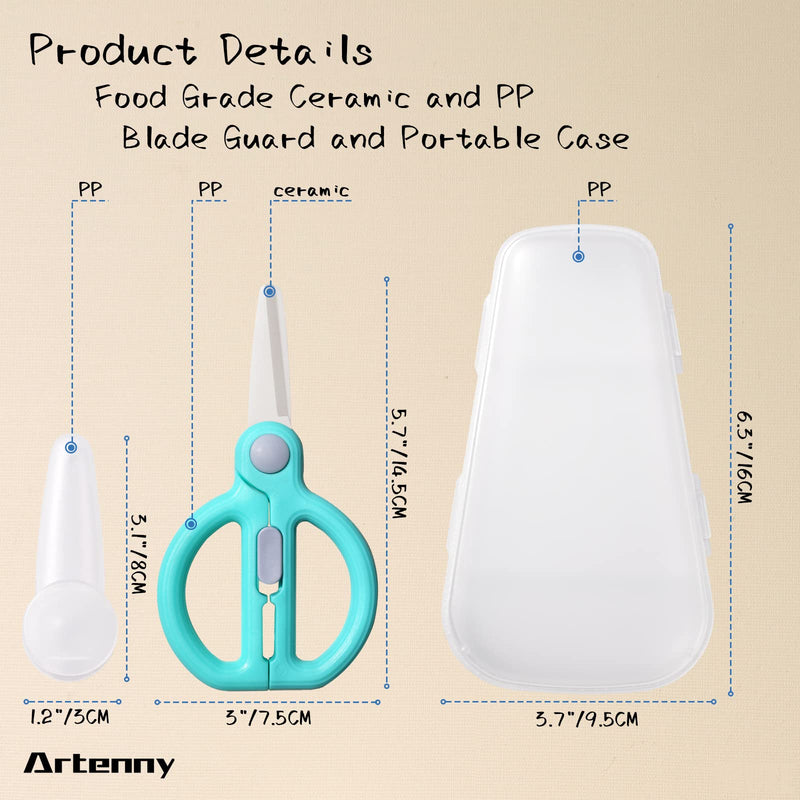 [Australia] - Baby Food Scissors Kids with Case Travel, Ceramic Kitchen Scissors for Food with Safety Lock, Baby Food Cutter (D) D 
