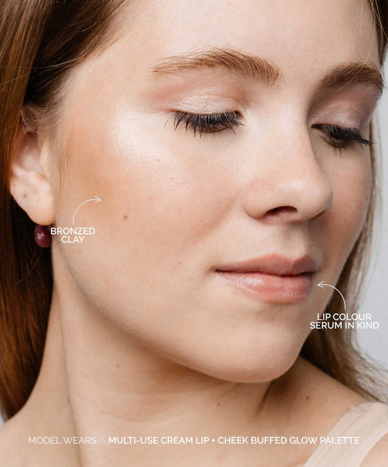 [Australia] - Fitglow Beauty Multi-Use Ceramide Cream Lip & Cheek Palette | Skincare-First Cream Pigment | Hydrating, Buildable Color | Natural Finish for Eyes, Cheeks & Lips | Refillable | Buffed Glow - 20g 