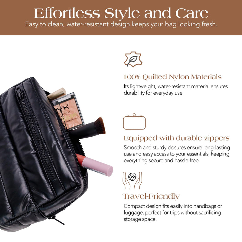 Citi Collective Premium Cosmetic Bag for Women| Makeup Travel Bag, Toiletry Bags for Women| Large Capacity Storage Waterproof Cosmetic Bag for Business, Vacation, or Weekend Traveling (Black) Black