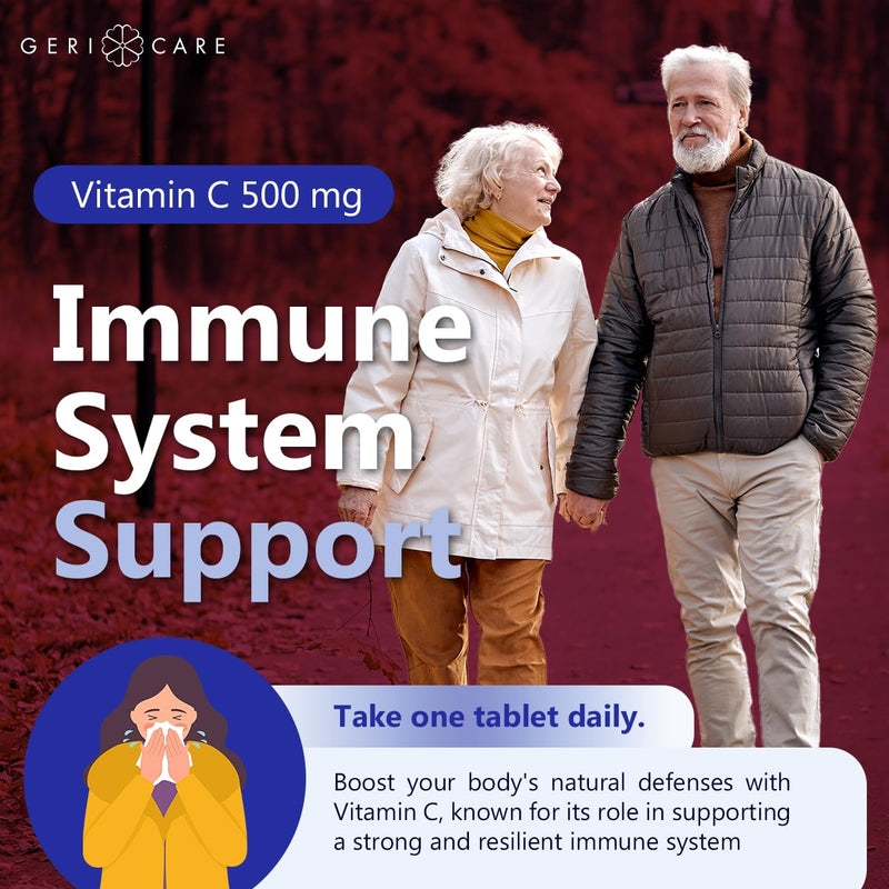 GeriCare Vitamin C 500 mg, Antioxidant, Immune System Support, Nutritional Supplement Tablets, 1000 Count (Pack of 1) 1000 Count (Pack of 1) 500mg