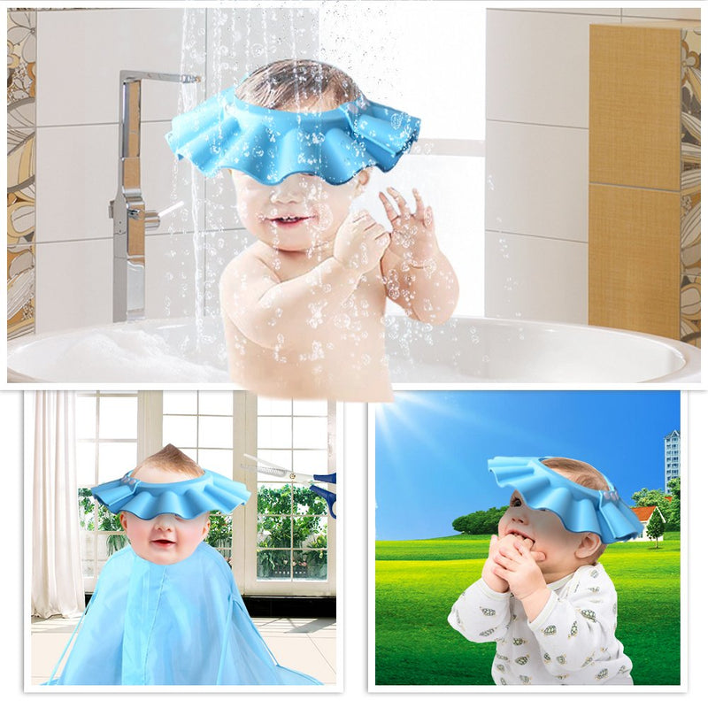 [Australia] - Safe Shampoo Shower Bathing Protection Bath Cap Soft Adjustable Visor Hat for Toddler, Baby, Kids, Children … (Blue) Blue 