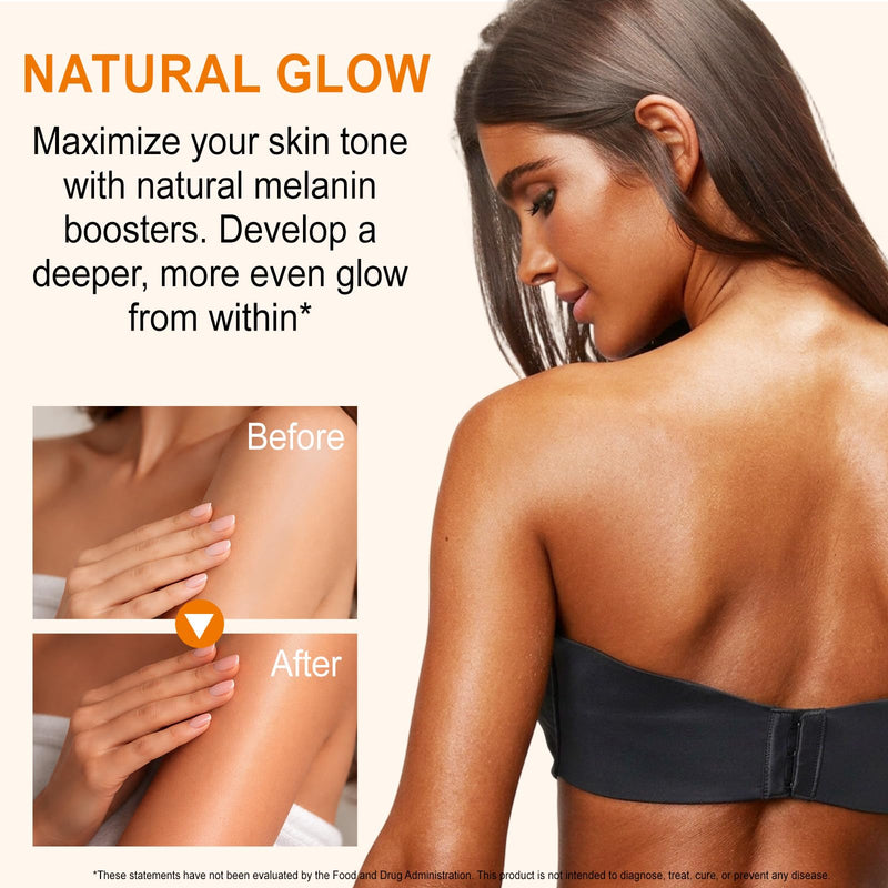Tanning Gummies Accelerator - Sunless Tanning Supplement for a Natural Golden Glow, Sugar Free Melanin Booster with Astaxanthin, L-Tyrosine, Collagen & Vitamins for Women and Men