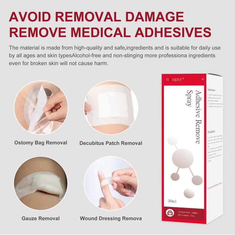 [Australia] - nosgay No-Sting Adhesive Remover Spray - Medical Adhesive Remover 1 Oz - Adhesive Remover for Skin Ostomy Bandage Wound Dressings Wig Glue Remover (1 Pcs) 1 Pcs 