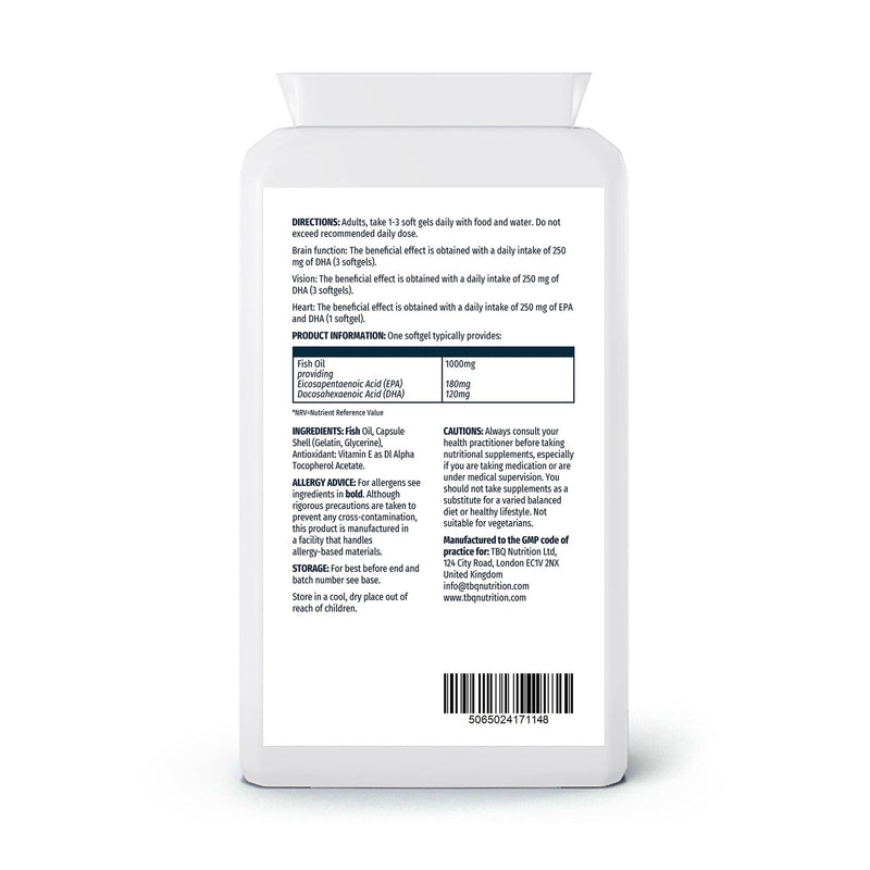 Omega 3 Fish Oil 1000mg – 90 Softgels | High Strength EPA & DHA | Supports Heart, Brain & Vision | Premium Quality, Made in The UK