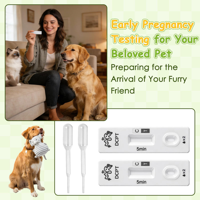 2 Pack Dog Cat Pregnancy Test Kit Pet Urine Screening Test for Dogs Cats | Urine Test for Dogs & Cats, Fast Visual Results, Non-Invasive & Easy to Use