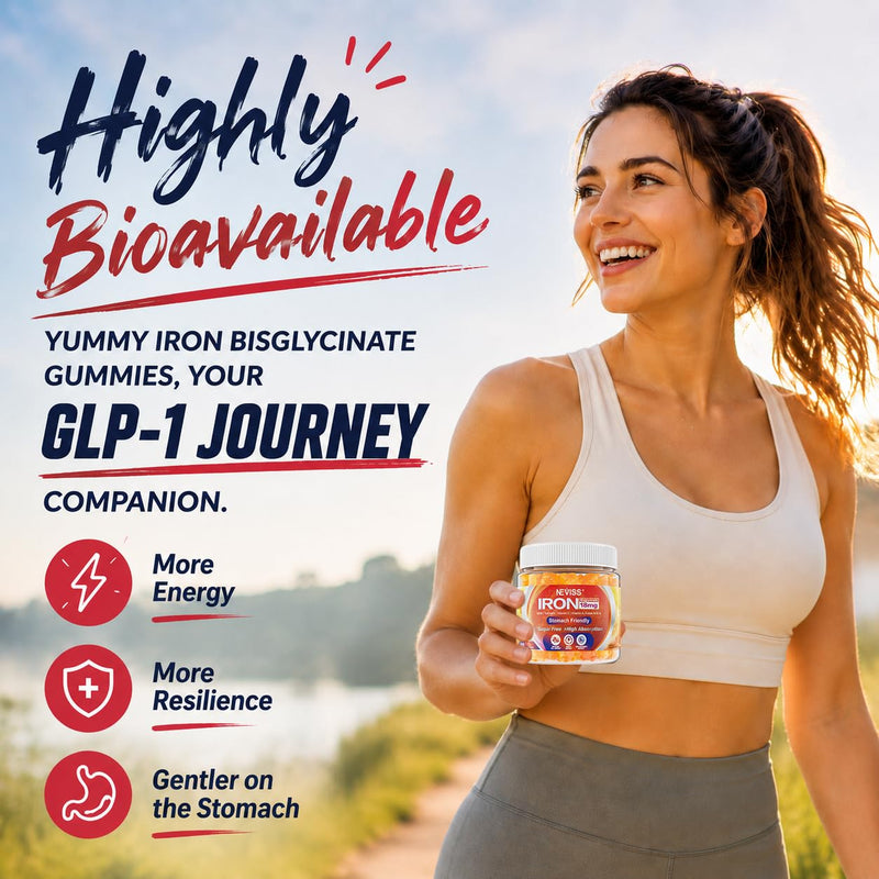 Iron Gummies for Women with Vitamin C & Turmeric, Sugar-Free, 2 Pack | Iron Bisglycinate Supplement, GLP-1 Support, for Energy & Immune Health, No Aftertaste, Non-Constipating 60 Count (Pack of 2)