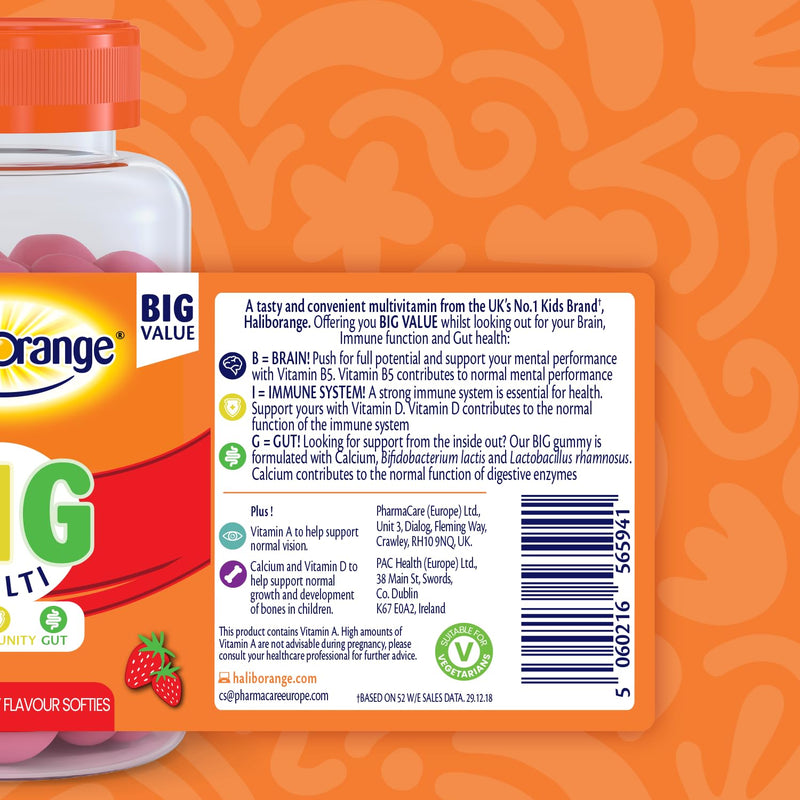 Haliborange Big Multivitamin | Vitamin A | Vitamin D | Calcium | Strawberry | 90