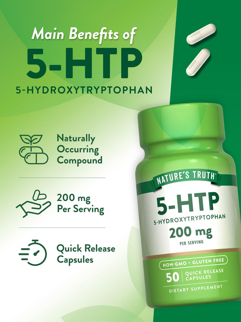 [Australia] - Nature's Truth 5HTP 200mg Capsules | 50 Count | 5 Hydroxytryptophan | Non-GMO & Gluten Free Supplement 