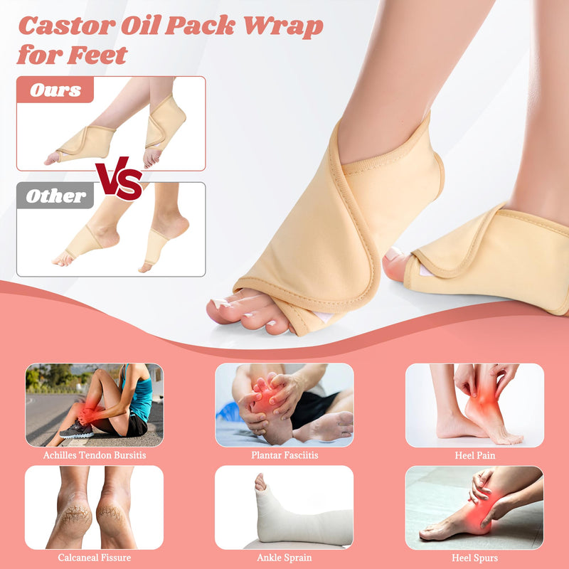 [Australia] - Castor Oil Pack Wrap, 12 Pcs Reusable Castor Oil Pack Kit Organic Cotton for Shoulder Hands Neck Waist Chest Knees and Feet, Adjustable Compress Pads for Entire Body 12pcs Castor Oil Packs 