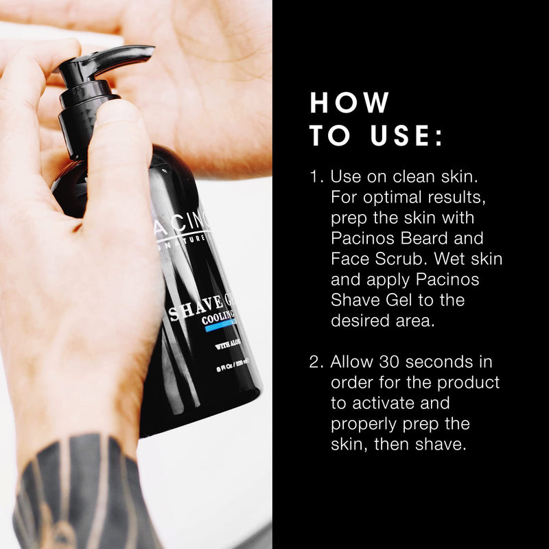 Pacinos Shave Gel - Cooling Gel with Aloe Vera - Moisturizing Mens Shaving Gel - 8 Fl. Oz 8 Fl Oz (Pack of 1)