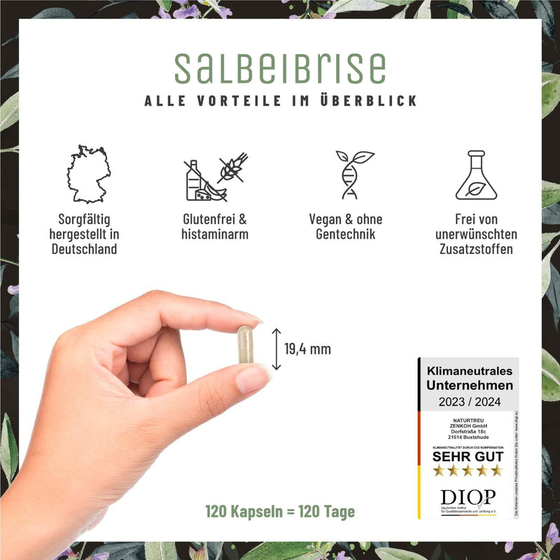 [Australia] - NATURTREU® sage capsules high dosage - 6000mg sage per capsule - sage extract (60:1) - 120 capsules vegan & laboratory tested 