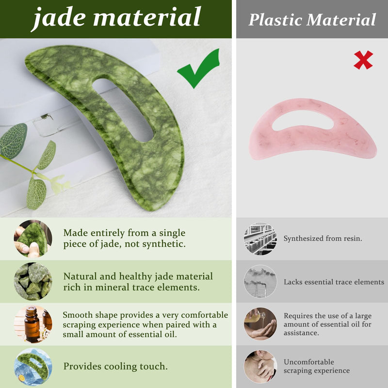 [Australia] - ideayard Large Jade Stone Gua Sha Massage Tool, Scraping Tool for Lymphatic Drainage, Body Sculpting for Muscle Scraping & Cellulite Reduction Green 