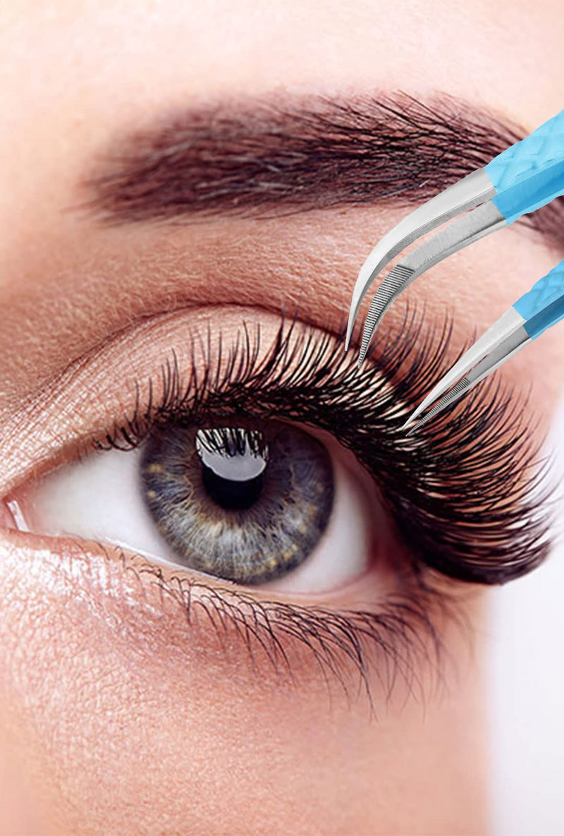 Pack of 3 Professional Fiber Tip Lash Tweezers – Precision Eyelash Extension Tweezers (FIROZI) Caramel