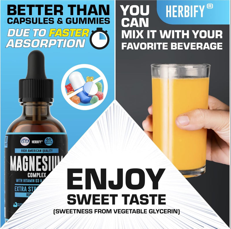 Magnesium Complex Drops - Magnesium Citrate Liquid Complex with Vitamin D Vitamin B6 Vitamin C - Potassium Supplement for Muscle, Mood, Heart & Nerve Support - Made in USA - 4 Oz