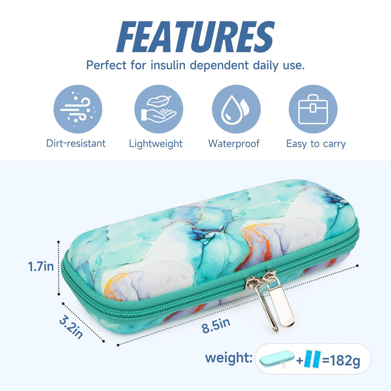 [Australia] - YOUSHARES Insulin cooler bag for diabetic medication, travel bag for insulin pen, insulin syringes, insulin and other diabetic accessories, diabetic bag with ice pack for insulin (marble green) marble green 