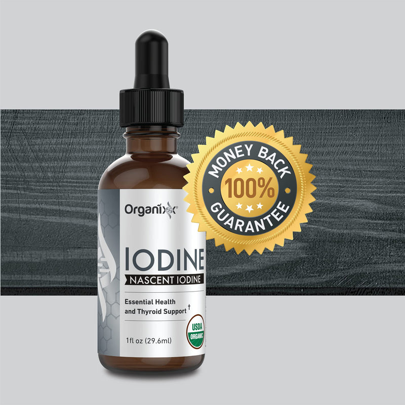 [Australia] - Organixx Pure Liquid Iodine Supplement, Support Healthy Thyroid Function, Restore Optimal Iodine Levels, Boost Mood & Energy Levels, Improve Hair and Skin, Organic Iodine Drops, Vegan, 1 fl oz 