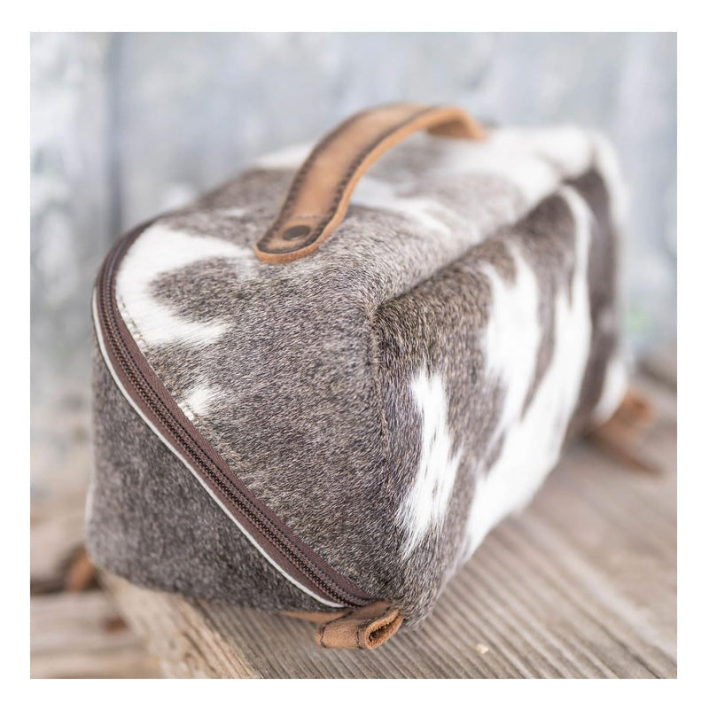 STS Ranchwear Women's Genuine Full Grain Leather Cowhide Elise Makeup Bag - Portable Durable Compact Travel Zipper Handbag Organizer Bag