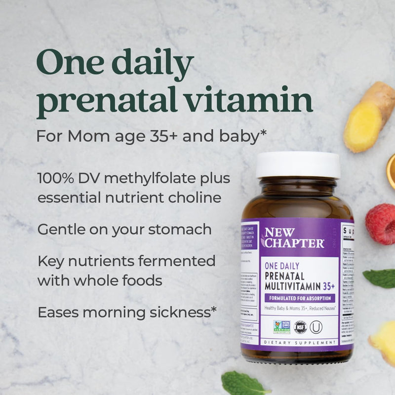 [Australia] - New Chapter Prenatal Vitamins, One Daily Prenatal Multivitamin Enhanced for Age 35+ with Methylfolate + Choline for Healthy Mom & Baby, Gluten Free & Non-GMO- 30 ct 30 Count (Pack of 1) 