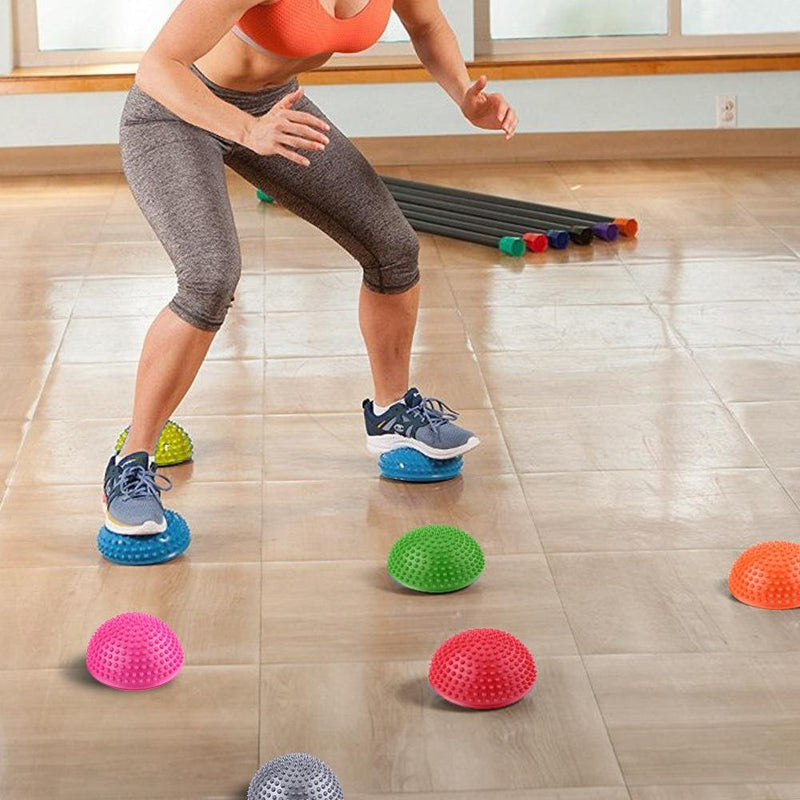 [Australia] - VGEBY1 PVC Semi-Circular Durian Ball Inflatable Half Yoga Balls Massage Point Fitball Exercises Trainer Fitness Balance Ball(Orange) 