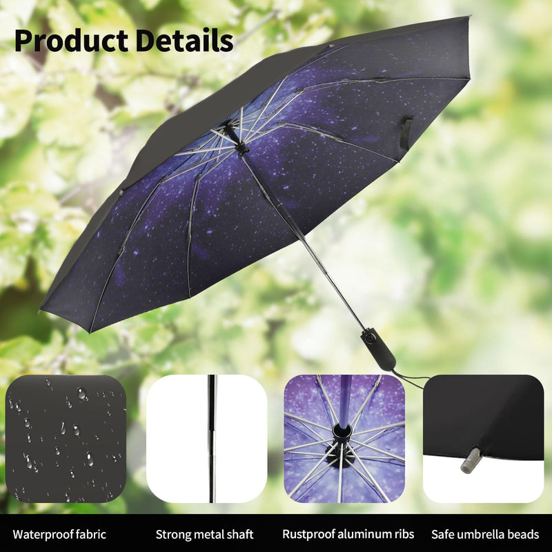 ZDSSM Umbrella Travel Large Windproof Inverted Umbrellas for Rain Portable Automatic Small Compact Reverse Folding Umbrellas for Women Men (Yellow Plaid & Starry Sky)