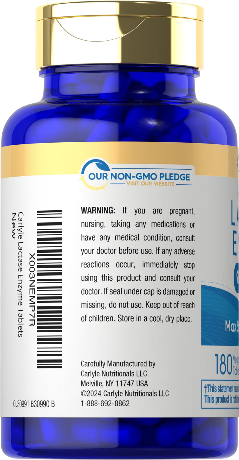 [Australia] - Carlyle Fast Acting Lactase Enzyme Pills | 9000 FCC | 180 Tablets | Dairy Relief Supplement | Max Strength Support | Non-GMO, Gluten Free Supplement 