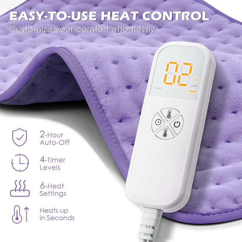 [Australia] - Heating Pad for Back Pain Cramps Relief - Electric Heating Pad for Neck/Shoulder/Muscle Pain - 6 Heat Settings, Auto Off, Moist Heat Options, Machine Washable, Christmas Gifts for Women,Mom,Sister -XL 12"x24" Women Gifts 