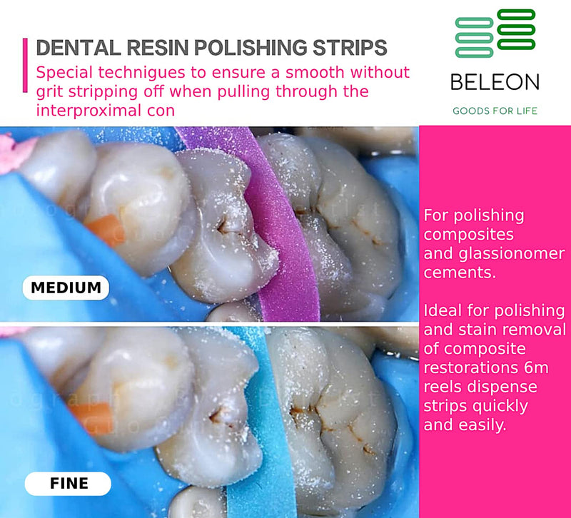 BELEON Dental Polishing Strips - Tooth Polisher Dental File for Teeth Sanding Grinding Deep Teeth Cleaning Tool Tooth Polish Abrasive Strip Oral Care Cleaning Tool - Super Fine 1 Roll 4mm x 6M Width 4mm