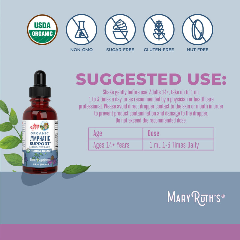 MARYRUTH'S Organic Throat Spray (Vanilla) & Lymphatic Cleanse Drops | USDA Organic, Clean Label Project Verified® | Vitamins for Throat Relief, Immunity & Overall Health | Vegan, Gluten Free, Non-GMO