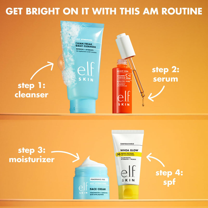 e.l.f. SKIN Bright Icon Vitamin C + E + Ferulic Face Serum Mini, Brightening & Soothing with 15% Vitamin C, Vegan & Cruelty-Free 0.5 Fl Oz (Pack of 1)