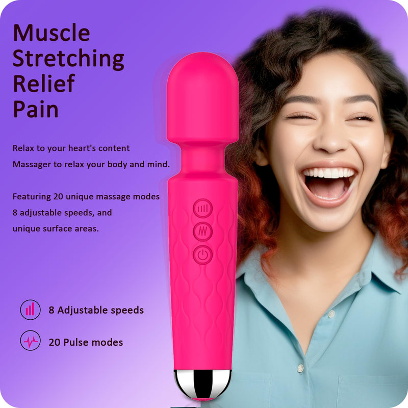 [Australia] - Vibrator Wand,Adult Sex toy Wand, G Spot Dildo, Clit Vibrator, Sex Vibrators,Clitoris Stimulation,with 8 Speeds & 20 Patterns, Quiet,Fully Waterproof,vibrating wand for her pleasure (Rose Red) Large 