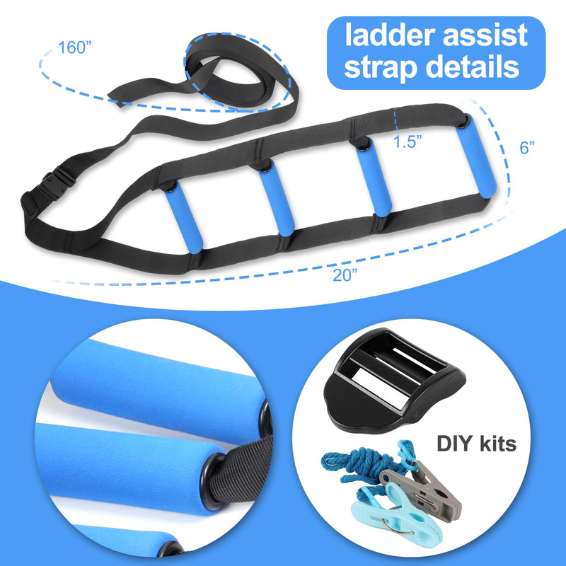 [Australia] - Bed Ladder Assist,Pull up Helper and Sit up Helper 4 Handle Grips,Bed Rail Assistance Devices Adjustable Length Bed Lift for Most Beds Mobility Aid for Elderly, Handicapped,Injured (160 INCHES) 160 INCHES 