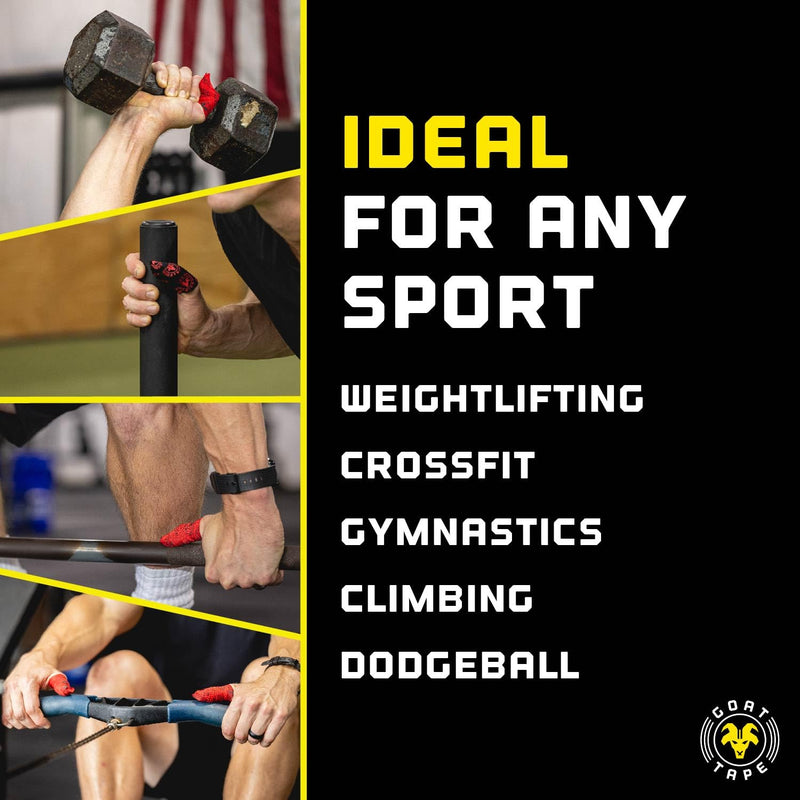 Goat Tape Orange Super Stretchy Premium Thumb Tape (4-Pack) and Pre Cut Black Athletic Tape for Fingers - Extra Sticky Elastic Athletic Thumb Tape for Weightlifting