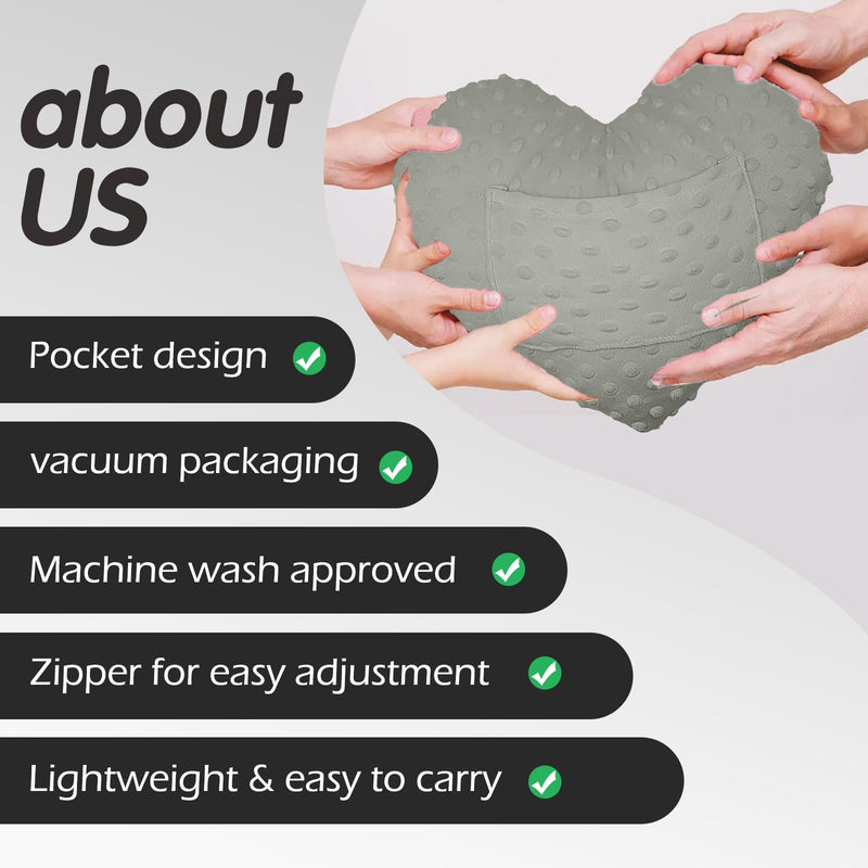 [Australia] - Heart Shape Pillow for Surgery with Pocket, Comfort Cushion Recovery Gifts for Women Men Patients Heart Shaped Pillow Grey 