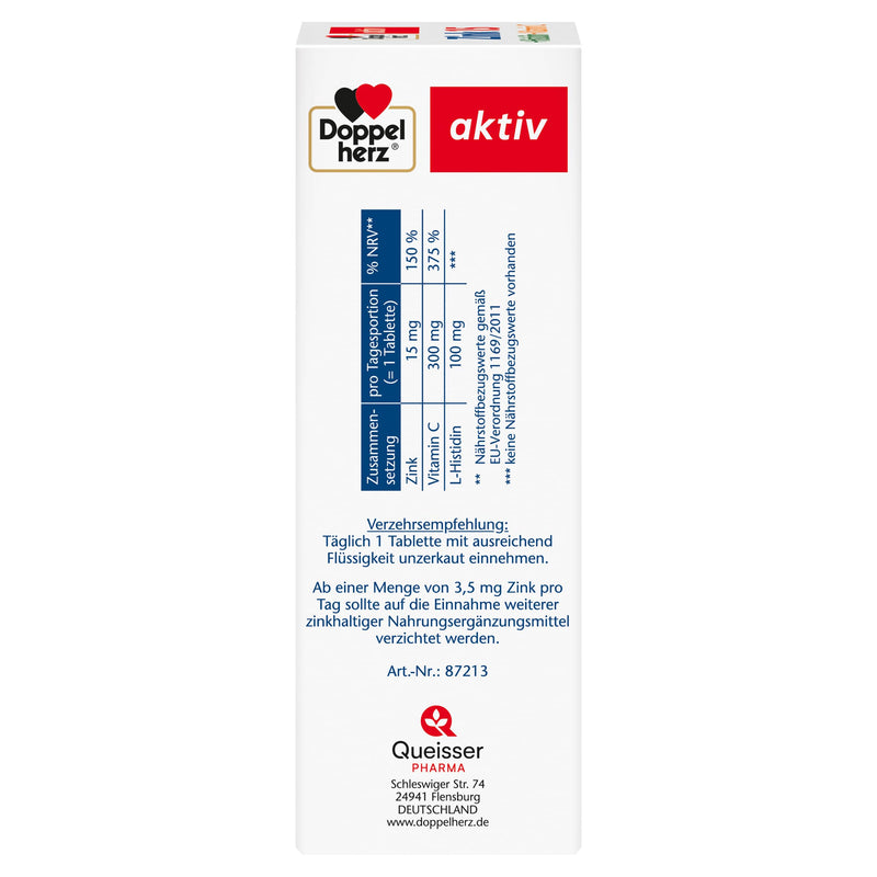 [Australia] - Doppelherz Zinc 15 + Histidine + Vitamin C - 15 mg Zinc as a contribution to the normal function of the immune system and to the maintenance of normal skin - 100 vegan depot tablets 100 DEPOT tablets (pack of 1) 