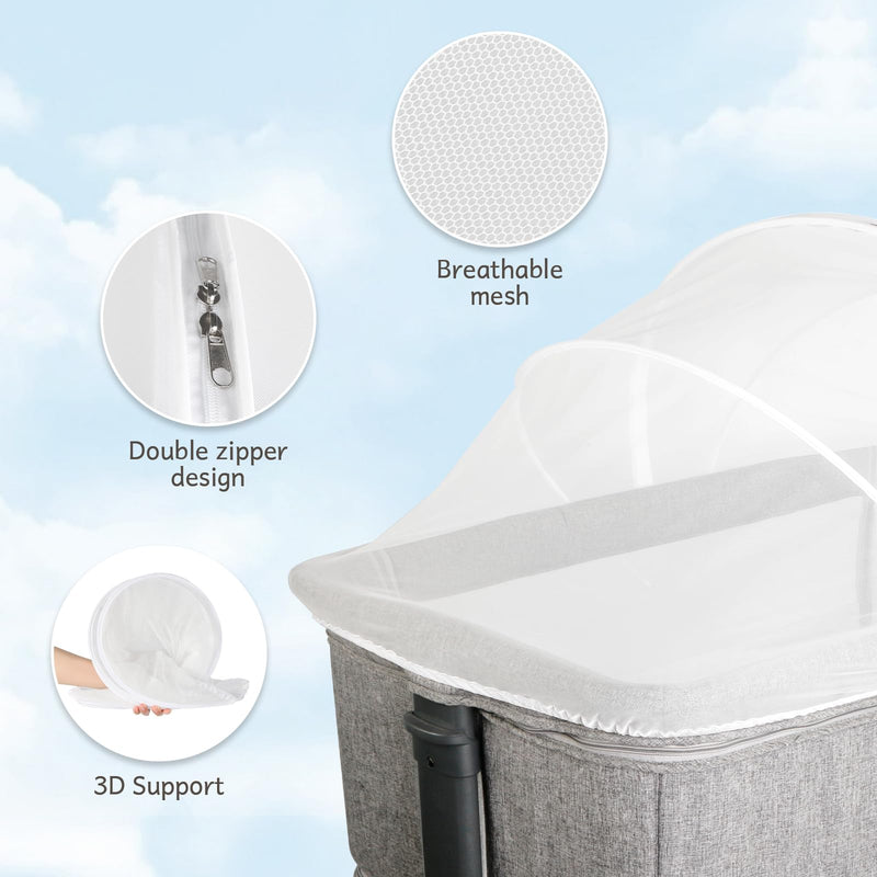 [Australia] - Bassinet Cover to Keep Cats Out, Mosquito Net Cover with 2-Way Zipper for Baby Crib, White 