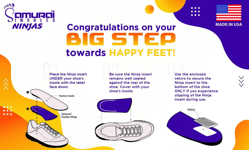 [Australia] - Samurai Insoles Ninjas Plantar Fasciitis Relief Arch Support Shoe Insoles - Podiatrist Designed, Orthotic Lab Made in The USA M6-6.5 or W8-8.5 