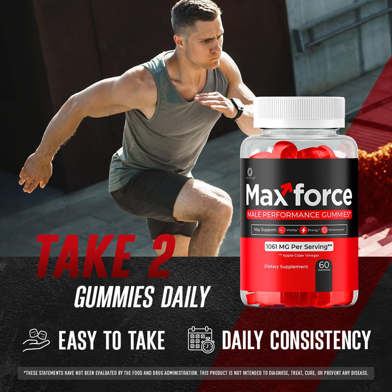 Max Force Gummies - Official Max Force Gummys with All Natural Ingredients, Advanced MaxForce Maximum Strength Formula for Wellness & Overall Health Support, 60 Gummies for 1 Month